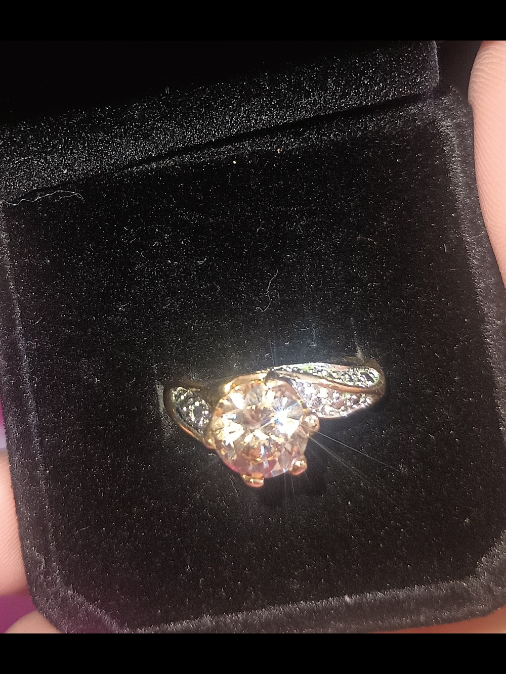 GP Yellow Crystal Solitaire Ring with Pavé Shoulders